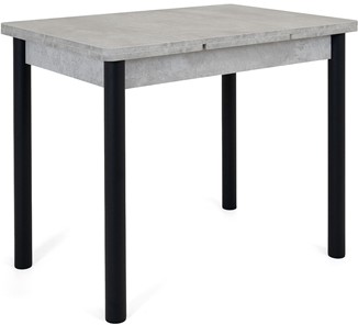 Кухонный стол раскладной Милан-1 EVO, ноги металлические черные, светлый цемент в Петрозаводске - предосмотр