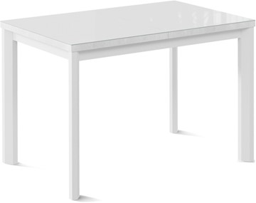 Кухонный раскладной стол Нагано-1G (ноги металлические белые, стекло cristal/белый цемент) в Петрозаводске - предосмотр
