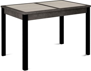 Кухонный раскладной стол Ницца-1 ПЛ (ноги черные, плитка бежевая/серый камень) в Петрозаводске