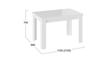 Кухонный раздвижной стол Норман тип 1, цвет Белый/Стекло белый глянец в Петрозаводске - предосмотр 2