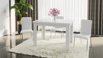 Кухонный раздвижной стол Норман тип 1, цвет Белый/Стекло белый глянец в Петрозаводске - предосмотр 4
