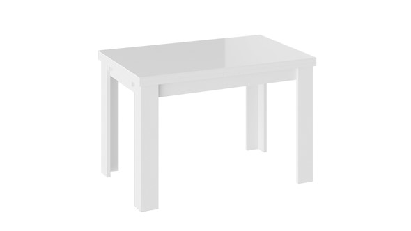 Кухонный раздвижной стол Норман тип 1, цвет Белый/Стекло белый глянец в Петрозаводске - изображение