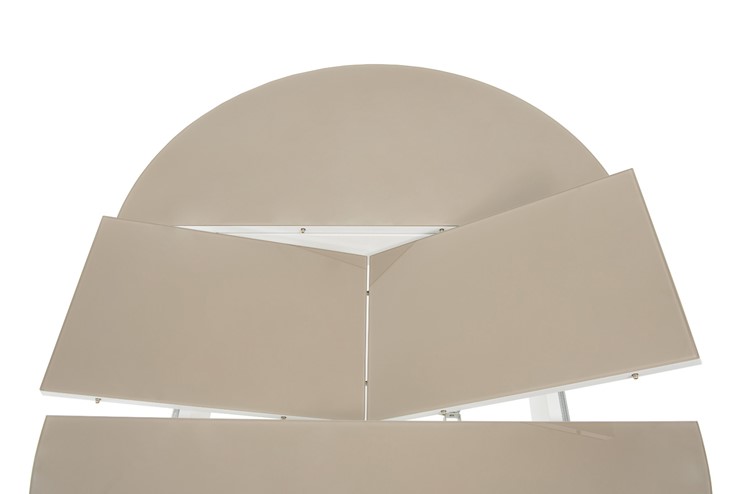 Кухонный раздвижной стол Ривьера исп. круг хром №5 (стекло белое/белый) в Петрозаводске - изображение 4