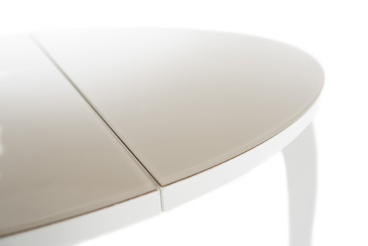 Кухонный раздвижной стол Ривьера исп. круг хром №5 (стекло белое/белый) в Петрозаводске - изображение 6