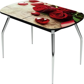 Раздвижной стол Ривьера исп.1 ноги метал. крашеные №24 Фотопечать (Цветы №33) в Петрозаводске