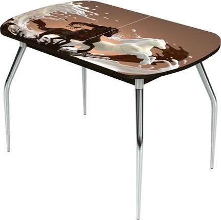 Кухонный раскладной стол Ривьера исп.1 ноги метал. крашеные №24 Фотопечать (Кофе №18) в Петрозаводске - изображение