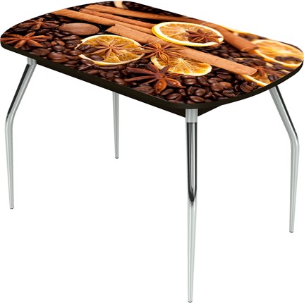 Кухонный стол раскладной Ривьера исп.1 ноги метал. крашеные №24 Фотопечать (Кофе №28) в Петрозаводске - изображение