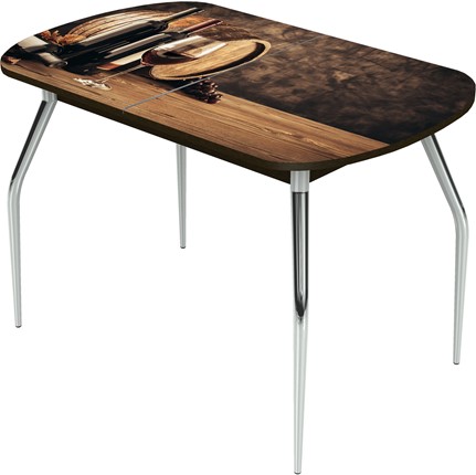 Кухонный раскладной стол Ривьера исп.2 ноги метал. крашеные №24 Фотопечать (Дерево №21) в Петрозаводске - изображение