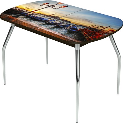 Раздвижной стол Ривьера исп.2 ноги метал. крашеные №24 Фотопечать (Города №10) в Петрозаводске - изображение