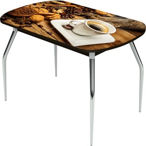 Кухонный стол раздвижной Ривьера исп.2 ноги метал. крашеные №24 Фотопечать (Кофе №11) в Петрозаводске