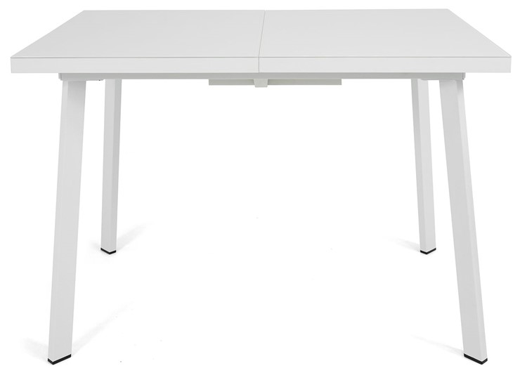 Кухонный раздвижной стол Сальвадор-2G (ноги белые, стекло cristal/белый цемент) в Петрозаводске - изображение 1