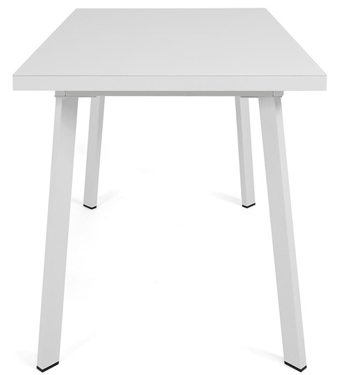Раздвижной стол Сальвадор-1G (ноги белые, стекло cristal/белый цемент) в Петрозаводске - изображение 2