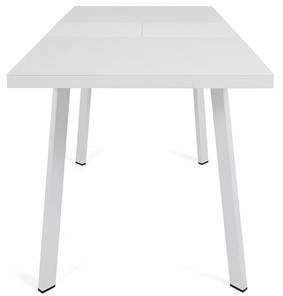 Кухонный раздвижной стол Сальвадор-2G (ноги белые, стекло cristal/белый цемент) в Петрозаводске - предосмотр 4