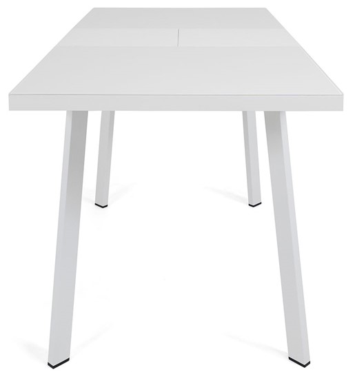 Раздвижной стол Сальвадор-1G (ноги белые, стекло cristal/белый цемент) в Петрозаводске - изображение 4