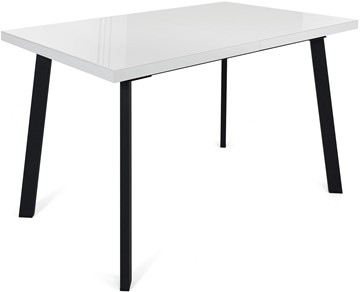 Кухонный стол раздвижной Сальвадор-2G (ноги черные, стекло cristal/белый цемент) в Петрозаводске - предосмотр