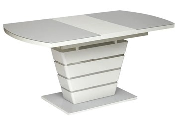 Кухонный раздвижной стол SCHNEIDER ( mod. 0704 ) мдф high glossy/закаленное стекло, 140/180x80x75, белый арт.11410 в Петрозаводске