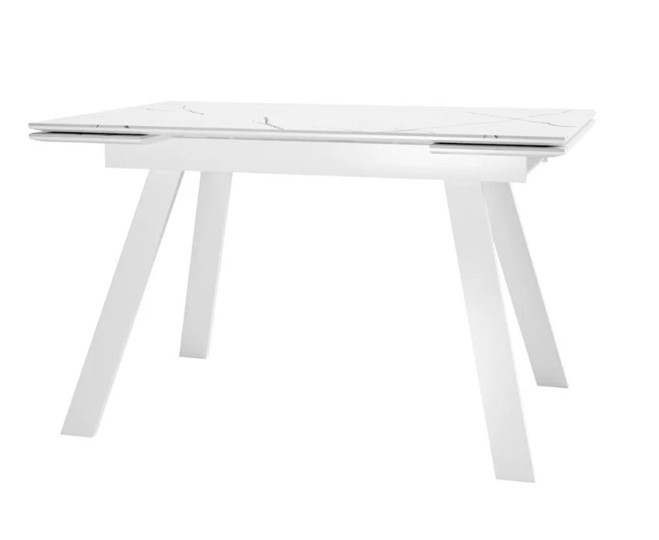 Кухонный стол раздвижной SKL 140, керамика белый мрамор/подстолье белое/ножки белые в Петрозаводске - изображение 1