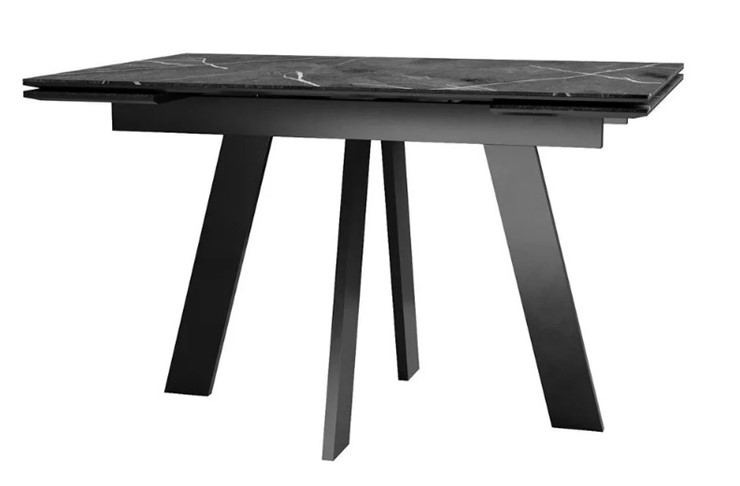 Стол раздвижной SKM 120, керамика черный мрамор/подстолье черное/ножки черные в Петрозаводске - изображение 1