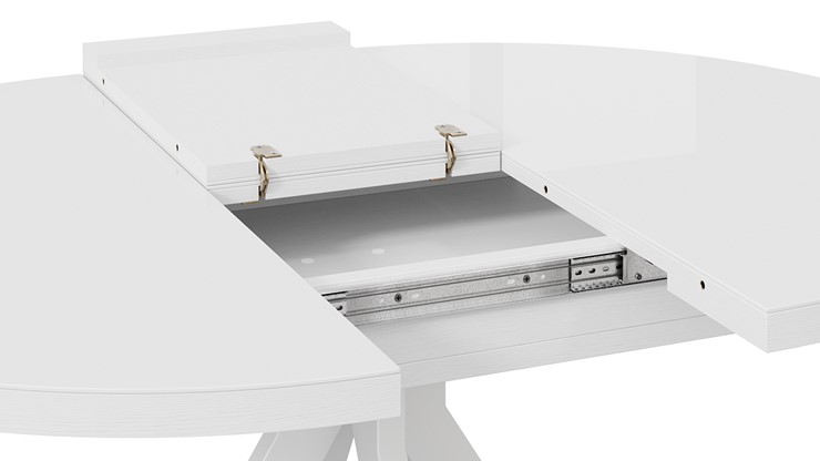Кухонный стол раздвижной Стокгольм Тип 1 (Белый муар/Стекло глянцевое белое) в Петрозаводске - изображение 6