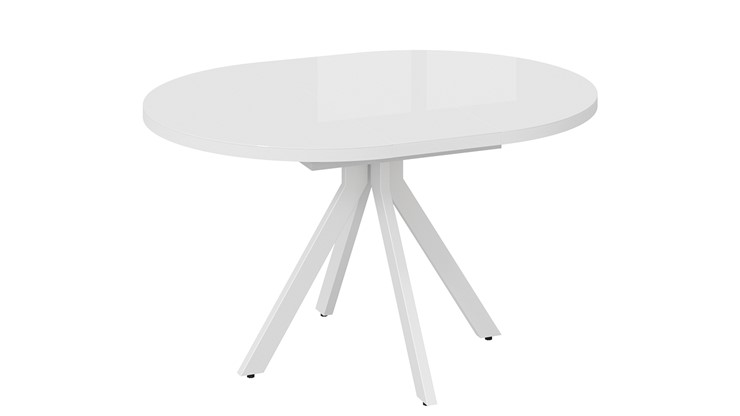 Кухонный стол раздвижной Стокгольм Тип 1 (Белый муар/Стекло глянцевое белое) в Петрозаводске - изображение 7