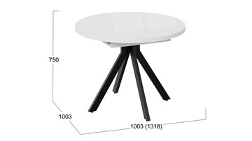 Кухонный стол раскладной Стокгольм Тип 1 (Черный муар/Стекло глянцевое белое) в Петрозаводске - предосмотр 13