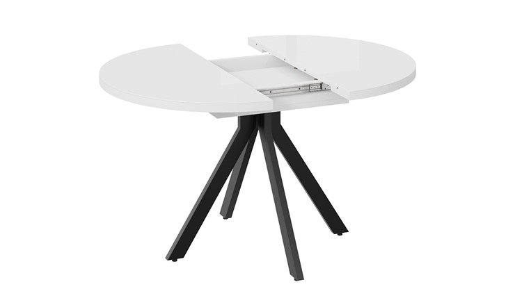 Кухонный стол раскладной Стокгольм Тип 1 (Черный муар/Стекло глянцевое белое) в Петрозаводске - изображение 3