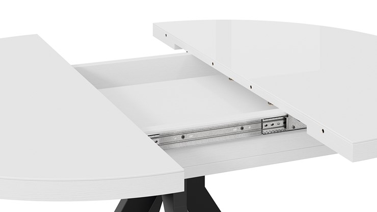 Кухонный стол раскладной Стокгольм Тип 1 (Черный муар/Стекло глянцевое белое) в Петрозаводске - изображение 4