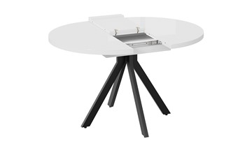 Кухонный стол раскладной Стокгольм Тип 1 (Черный муар/Стекло глянцевое белое) в Петрозаводске - предосмотр 5