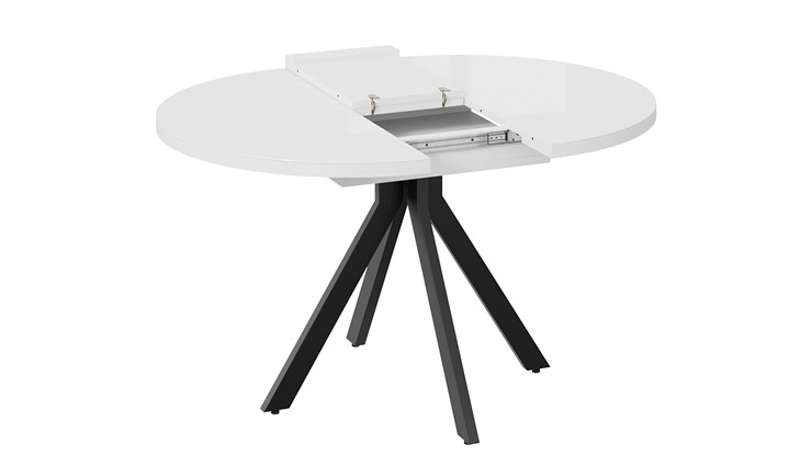 Кухонный стол раскладной Стокгольм Тип 1 (Черный муар/Стекло глянцевое белое) в Петрозаводске - изображение 5