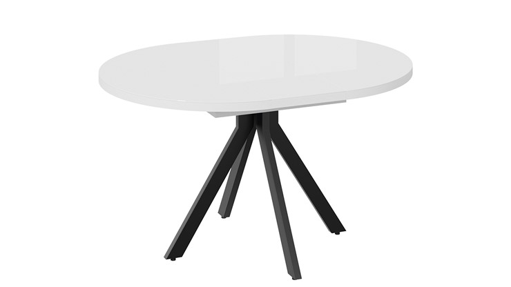 Кухонный стол раскладной Стокгольм Тип 1 (Черный муар/Стекло глянцевое белое) в Петрозаводске - изображение 7