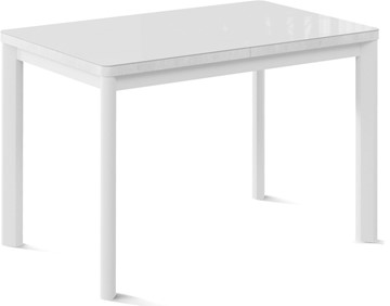 Кухонный раскладной стол Токио-1G (ноги металлические белые, cтекло cristal/белый цемент) в Петрозаводске - предосмотр