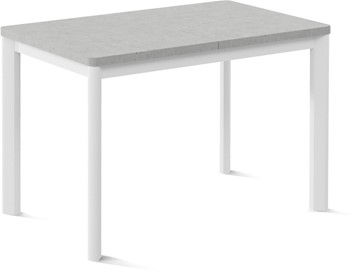 Кухонный стол раздвижной Токио-1L (ноги металлические белые, светлый цемент) в Петрозаводске