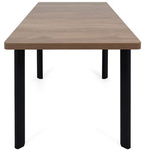 Кухонный стол раскладной Токио-1L (ноги металлические черные, дуб табако) в Петрозаводске - предосмотр 5
