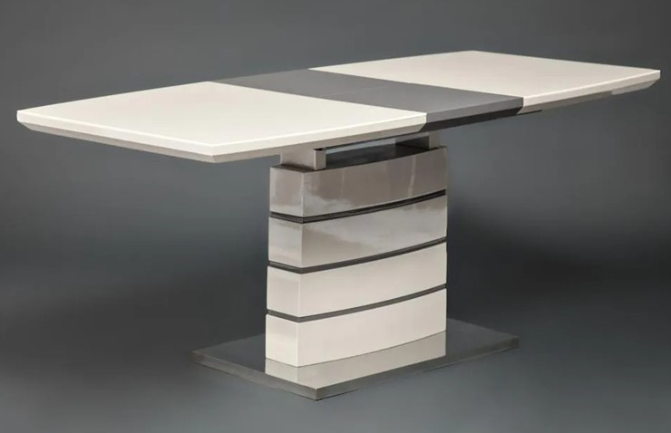 Кухонный стол раздвижной WOLF ( mod. 8053-2 ) мдф high gloss/закаленное стекло, 120/160x80x76, слоновая кость/латте в Петрозаводске - изображение 10