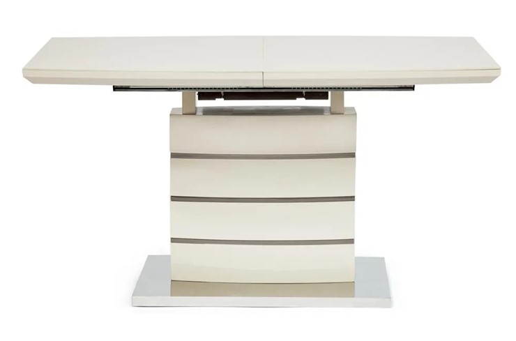 Кухонный стол раздвижной WOLF ( mod. 8053-2 ) мдф high gloss/закаленное стекло, 120/160x80x76, слоновая кость/латте в Петрозаводске - изображение 5