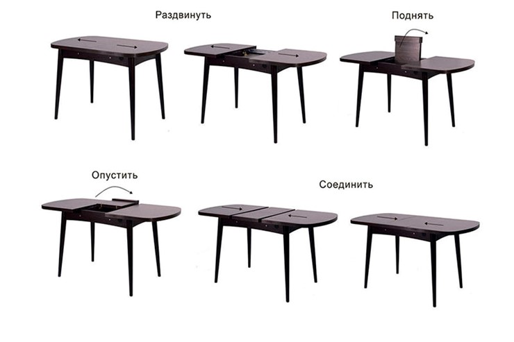 Кухонный раскладной стол Ялта с цилиндрическими опорами Венге/Ясень Анкор темный в Петрозаводске - изображение 1