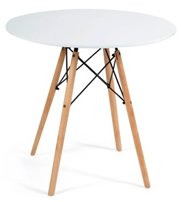Кухонный обеденный стол CINDY NEXT, металл/мдф/бук, D70х75см, белый/натуральный арт.15854 в Петрозаводске - предосмотр