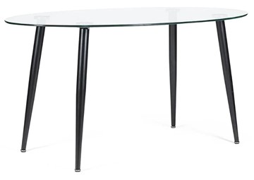Кухонный обеденный стол KASSEL (mod. DT333) металл/закаленное стекло (10 мм), 150х90х75см, черный в Петрозаводске - предосмотр