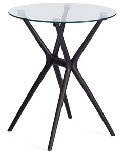 Стол на кухню PARNAVAZ (mod. 29) пластик/стекло, 60х60х70,5 прозрачный/черный арт.19698 в Петрозаводске - предосмотр