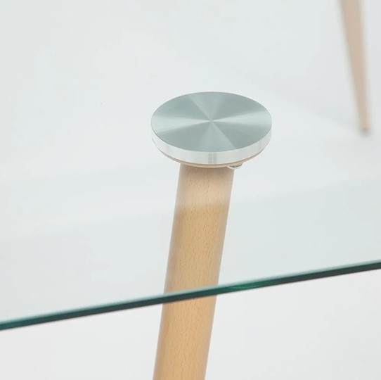Обеденный стол SOPHIA (mod. 5003) металл/стекло (8мм), 140x80x75, бук/прозрачный арт.12098 в Петрозаводске - изображение 2