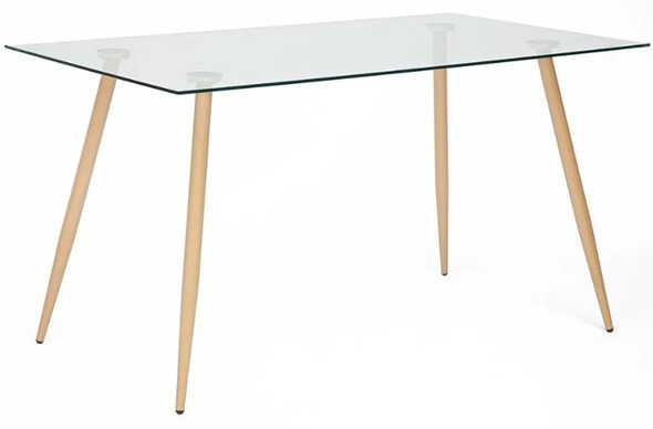 Обеденный стол SOPHIA (mod. 5003) металл/стекло (8мм), 140x80x75, бук/прозрачный арт.12098 в Петрозаводске - изображение