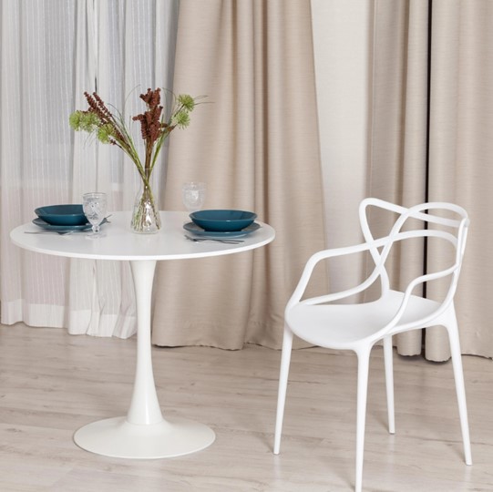Кухонный обеденный стол TULIP (mod. 011) металл/мдф, 90х90х75 белый арт.14105 в Петрозаводске - изображение 3