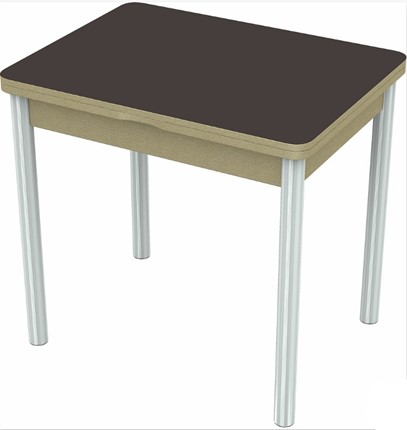 Кухонный стол раздвижной Бари хром №6 (стекло коричневое/дуб выбеленный) в Петрозаводске - изображение