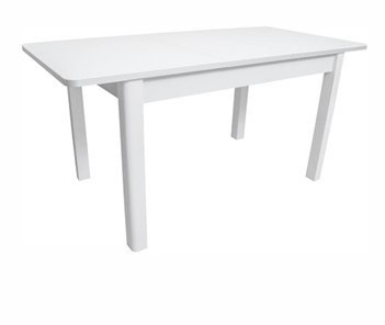 Кухонный раскладной стол Айсберг-07 СТ1, белое ЛДСП/стекло белое/прямые массив белый в Петрозаводске - предосмотр 1