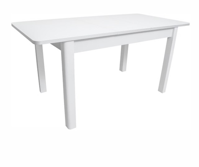 Кухонный раскладной стол Айсберг-07 СТ1, белое ЛДСП/стекло белое/прямые массив белый в Петрозаводске - изображение 1