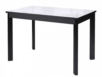 Кухонный стол раскладной Dikline Ls110, стекло белое/ножки черные в Петрозаводске - предосмотр
