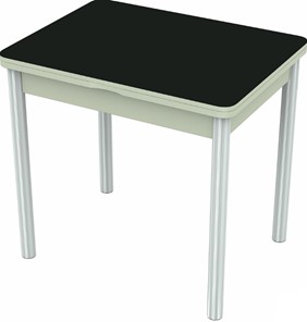 Обеденный раздвижной стол Бари хром №6 (стекло черное/белый) в Петрозаводске - предосмотр