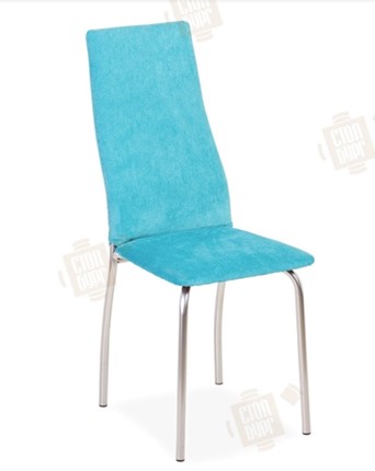 Обеденный стул Волна, каркас металл хром, инфинити бирюза в Петрозаводске - изображение