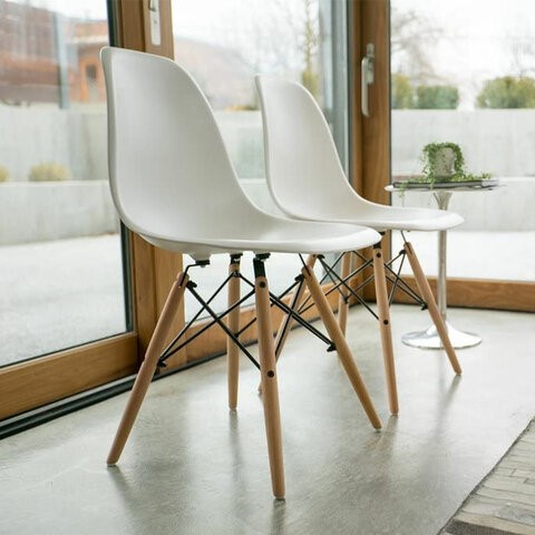 Комплект обеденных стульев 4 шт. BRABIX "Eames CF-010", пластик белый, опоры дерево/металл, 532630, 2033A в Петрозаводске - изображение 8