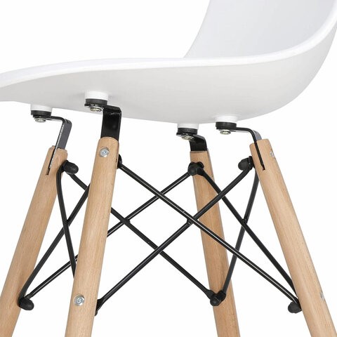 Комплект обеденных стульев 4 шт. BRABIX "Eames CF-010", пластик белый, опоры дерево/металл, 532630, 2033A в Петрозаводске - изображение 16